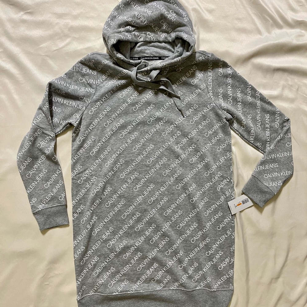 Calvin Klein Performance Brushed-Logo Hoodie Dress